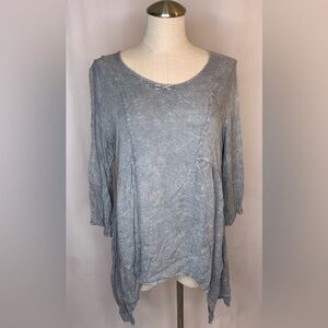 Vintage asymmetrical blouse Large nature art Lynn Yang vintage long sleeve top